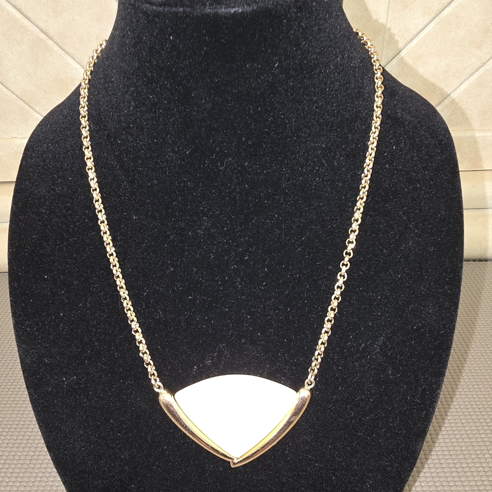Gold and White Geometric Necklace